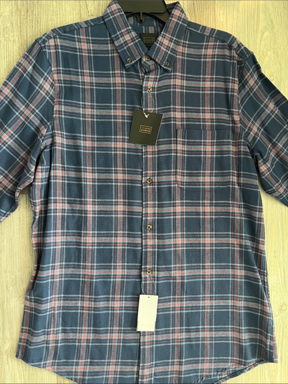 14th & Union Navy and Pink Plaid Button-Down Shirt